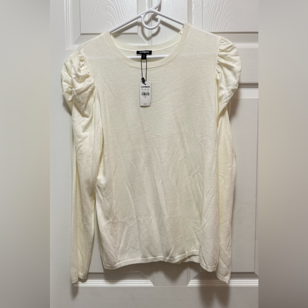 Express Women's Ivory Puff Sleeve Blouse